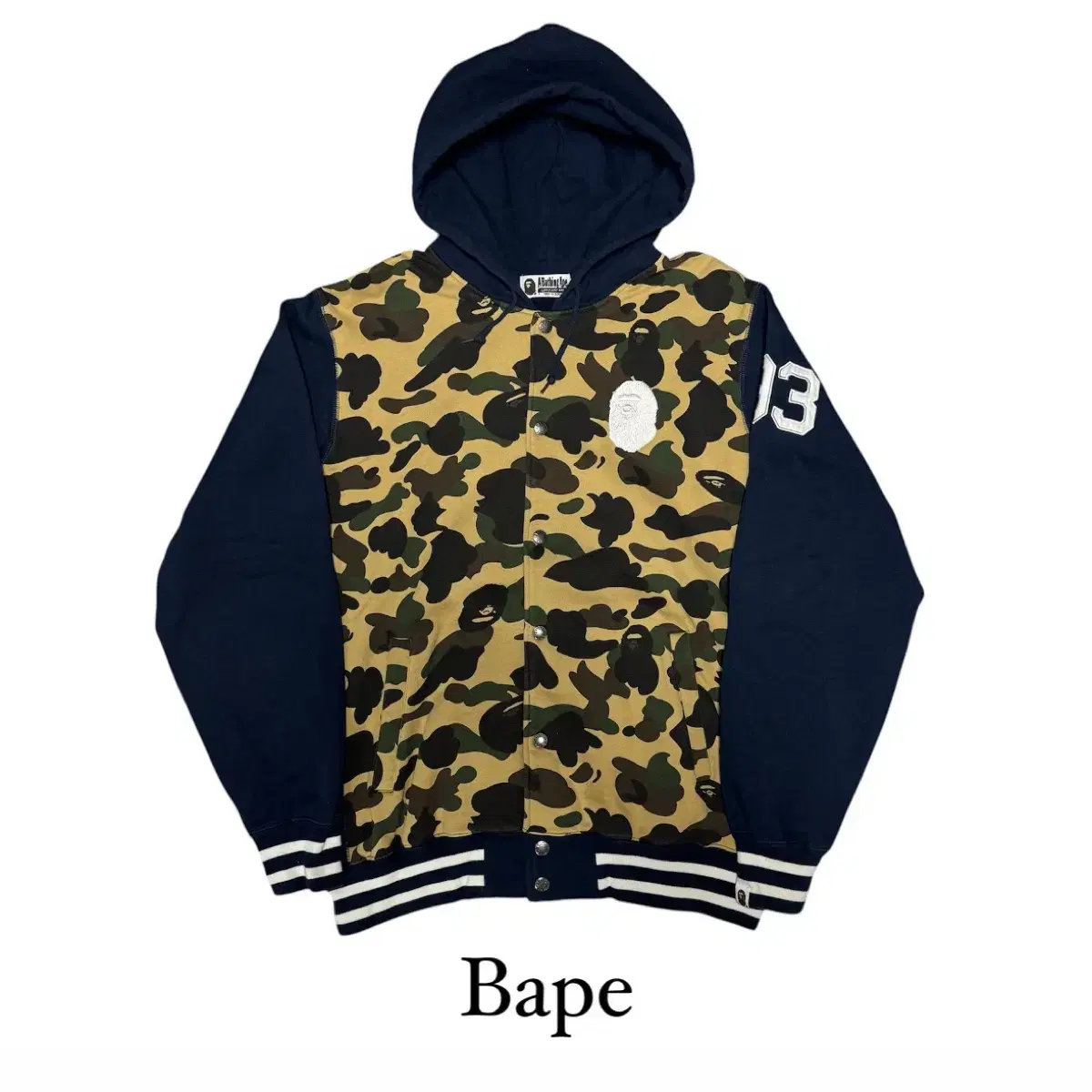 베이프 카모 후드 바시티 자켓 bape